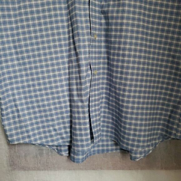 Chaps Mens Shirt Size L 16.5 Long Sleeve Button Up Blue Plaid Regular Fit Oxford - Picture 7 of 12